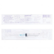 Шприц 3-х компонентный PASCAL, 3 мл, КОМПЛЕКТ 10 шт., в коробке, игла 0,6х30 - 23G, 120305