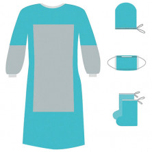 Комплект одноразовой одежды для хирурга КХ-02, с усиленной защитой, стерильный, 4 предмета, ГЕКСА