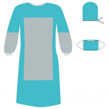 Комплект одноразовой одежды для хирурга КХ-03 с усиленной защитой ГЕКСА стерильный, 3 предмета