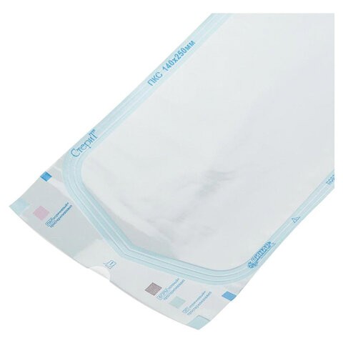 Пакет комбинированный самоклеящийся ВИНАР СТЕРИТ, комплект 100 шт., для ПАРОВОЙ/ГАЗОВОЙ стерилизации, 140х250 мм