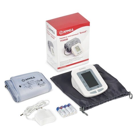 Тонометр (МЕД РУ без НДС) АРМЕД YE660B, диапазон давления 0-280 мм рт. ст., диапазон пульса 40-200 уд/мин, автоматический, без поверки, 1977601