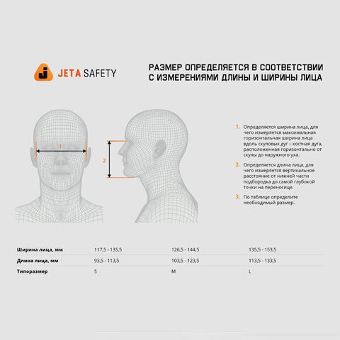 Полумаска фильтрующая Jeta Safety 5500P, обтюратор термопласт, без фильтров, размер М, 5500P-M