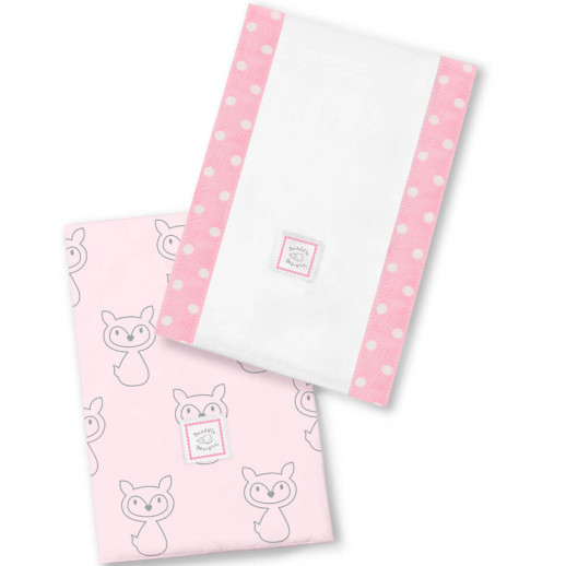 Полотенчики SwaddleDesigns Baby Burpie Set Pink Gray Fox
