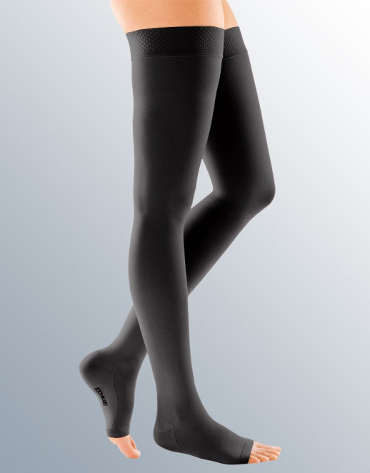 Компрессионные чулки с силиконовой резинкой mediven comfort, черные, открытый носок