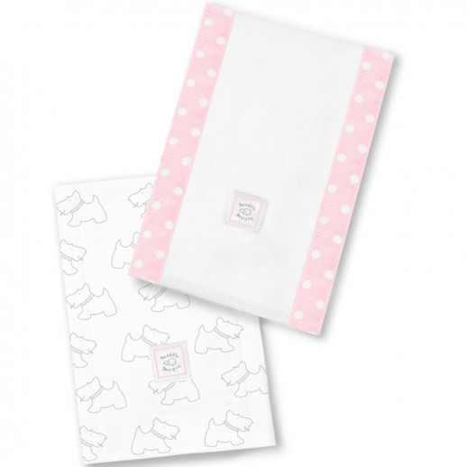 Полотенчики SwaddleDesigns Baby Burpie Set Pink Little Doggie