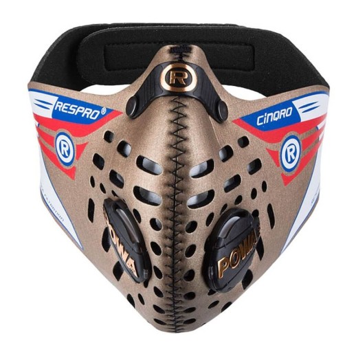 Маска респиратор Respro® Cinqro™ золотистая, фронт.