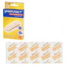 Набор лейкопластырей бактерицидных 20 шт., УНИПЛАСТ, 1,9х7,2 см, незаметные, 20024385